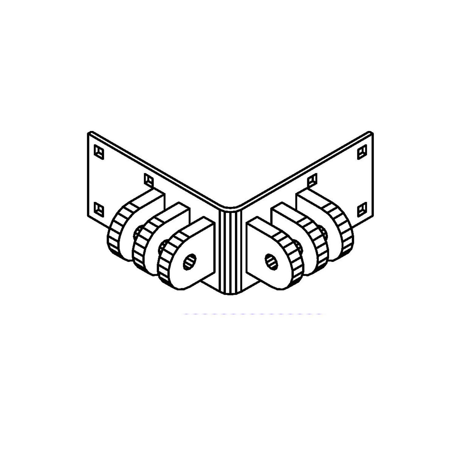 Double Sided 3-Tab Female Corner Bracket